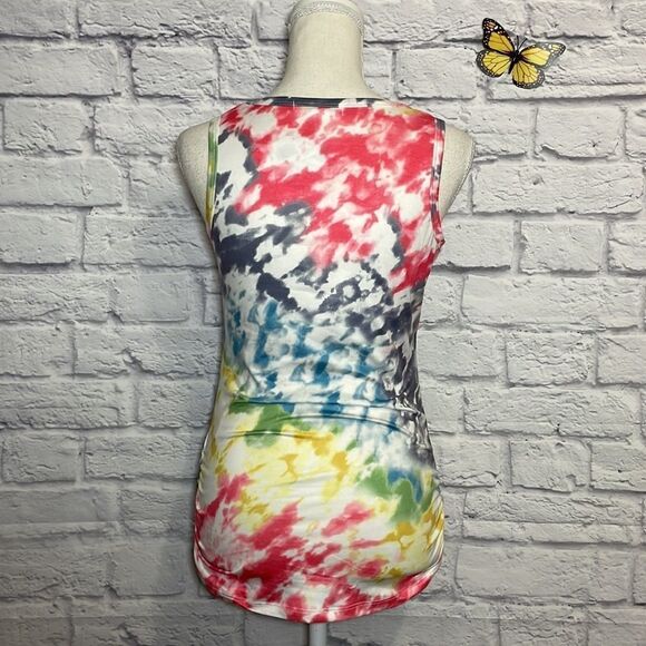 WAREHOUSE One Tie Dye Side Ruched Tank Size Extra Small - Picture 6 of 12